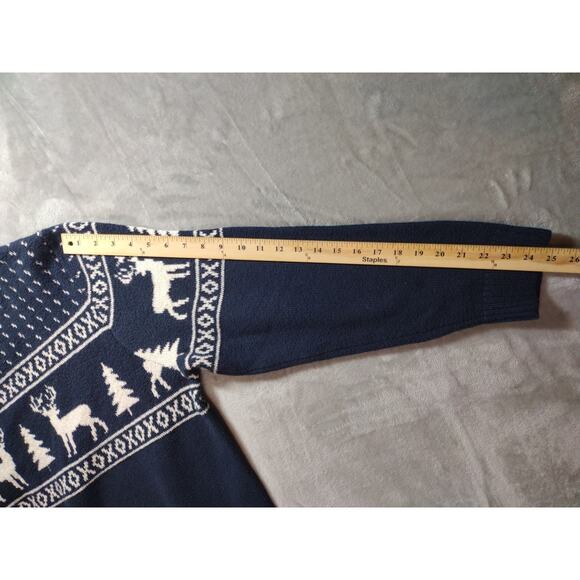 Old Navy Sweater Men's XLT Navy Fair Isle Reindeer Christmas Holiday Cabincore - Picture 6 of 9